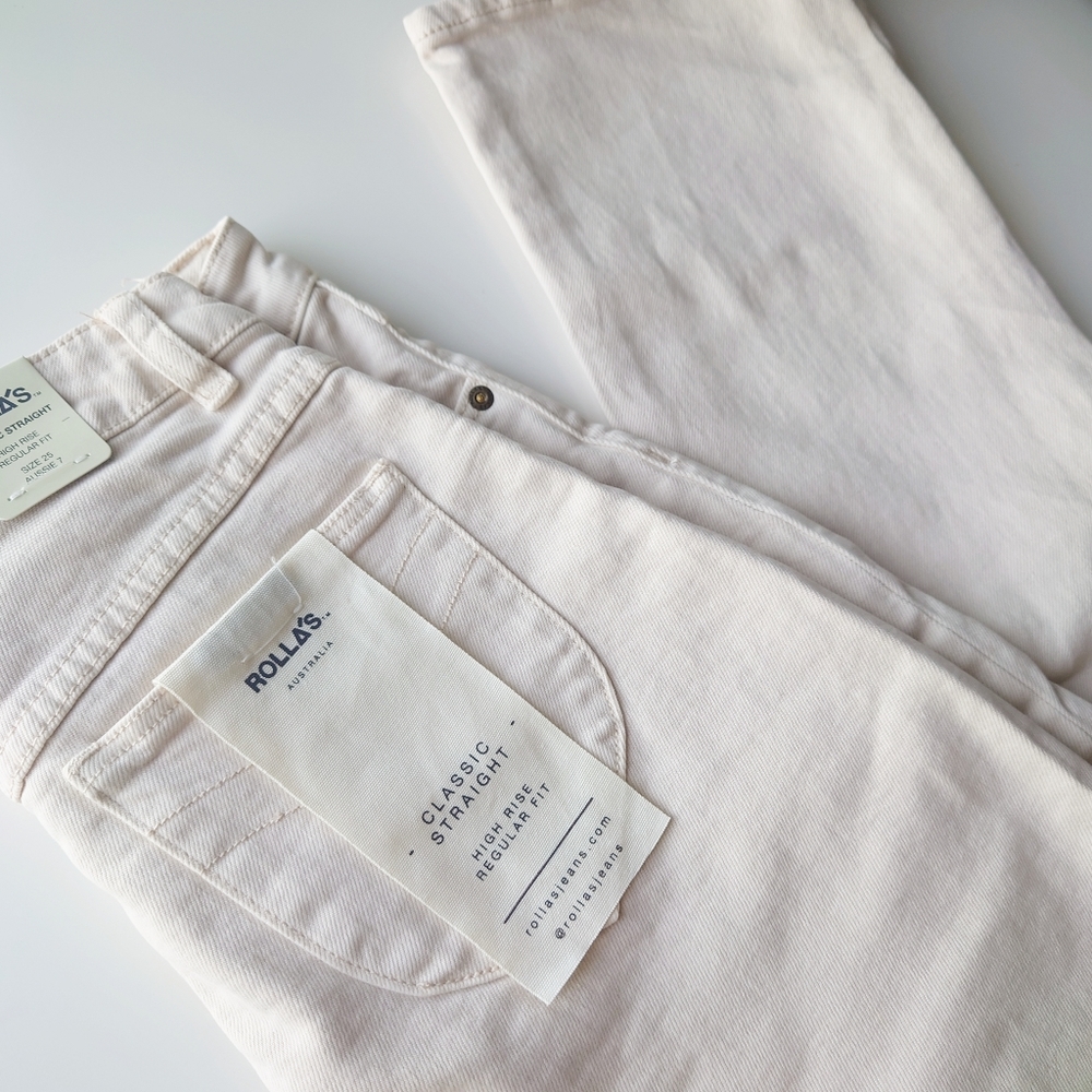 Rolla's Classic Straight Leg Jeans in Cream NEW - Picture 7 of 7